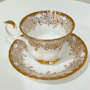 Royal Albert White & Gold Teacup and Saucer Bone China England